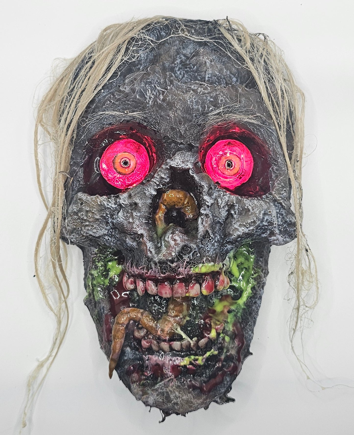 Zombie Larry Halloween Hanger Decoration-Lighted Eyes-Glow