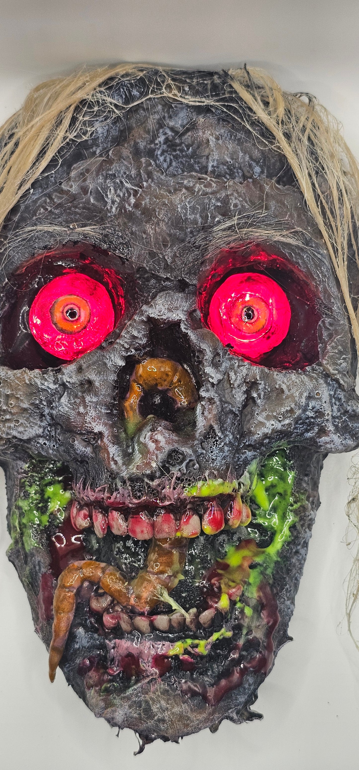 Zombie Larry Halloween Hanger Decoration-Lighted Eyes-Glow