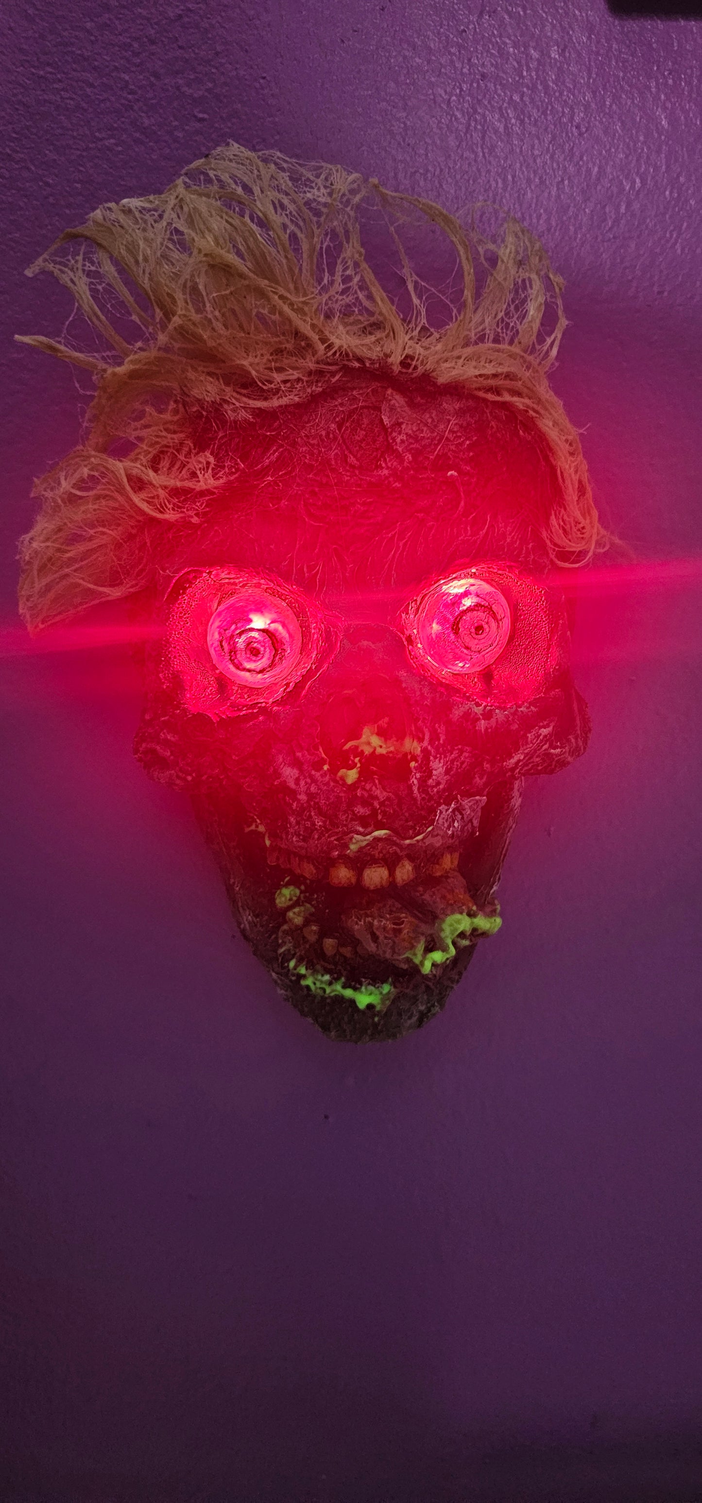 Zombie Bobby (crazy eyes) Halloween Hanger Decoration-Lighted Eyes-Glow