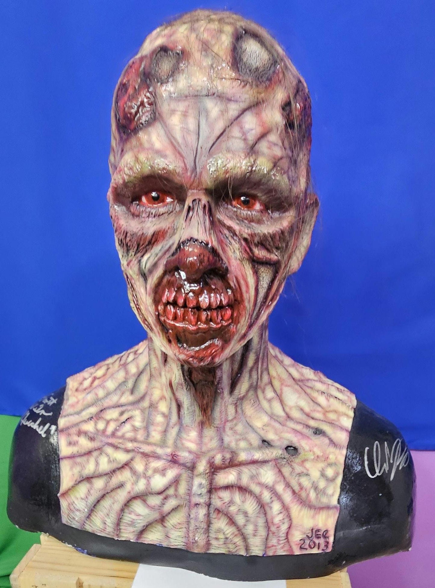 The Walking Dead inspired walker bust signed by 2 actors.