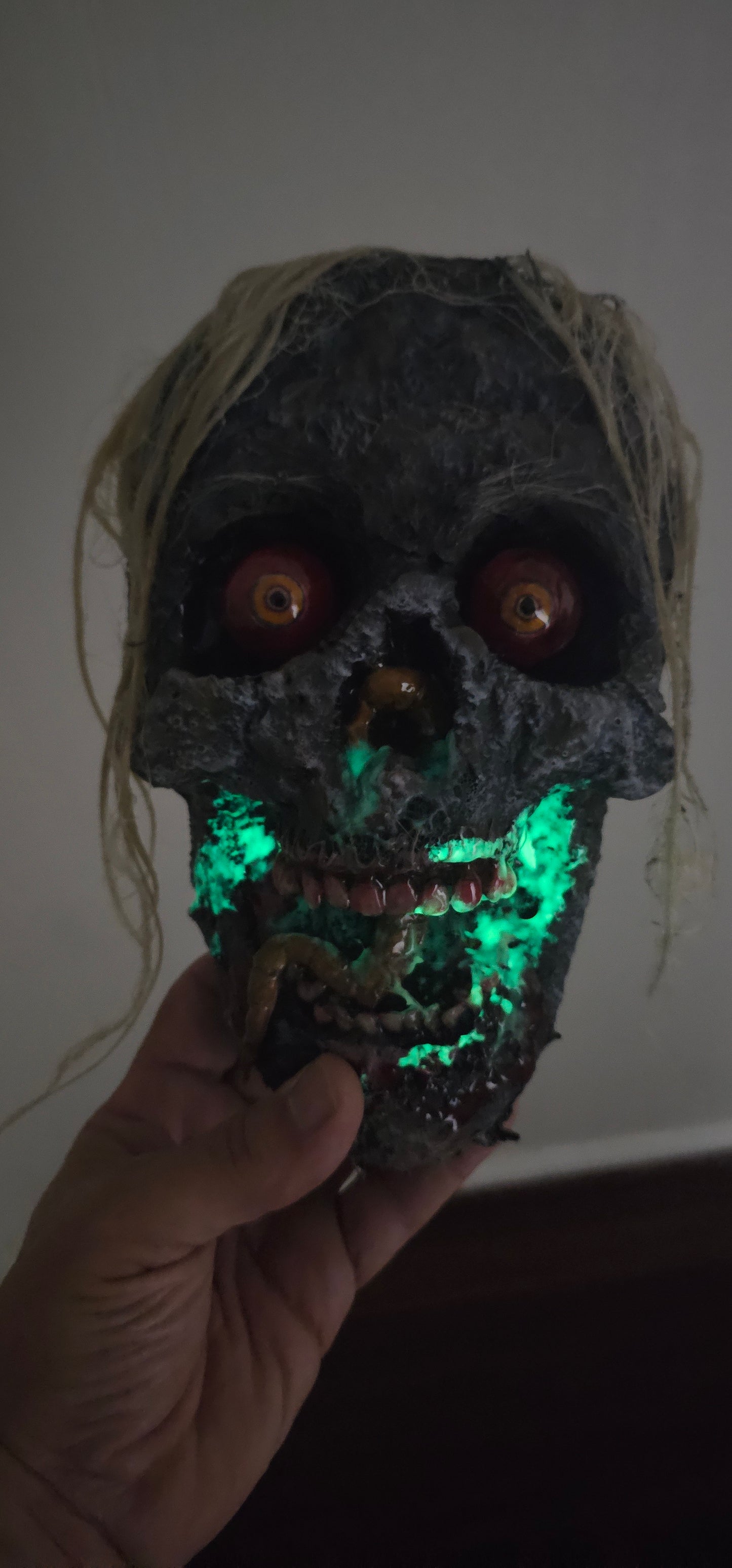 Zombie Larry Halloween Hanger Decoration-Lighted Eyes-Glow